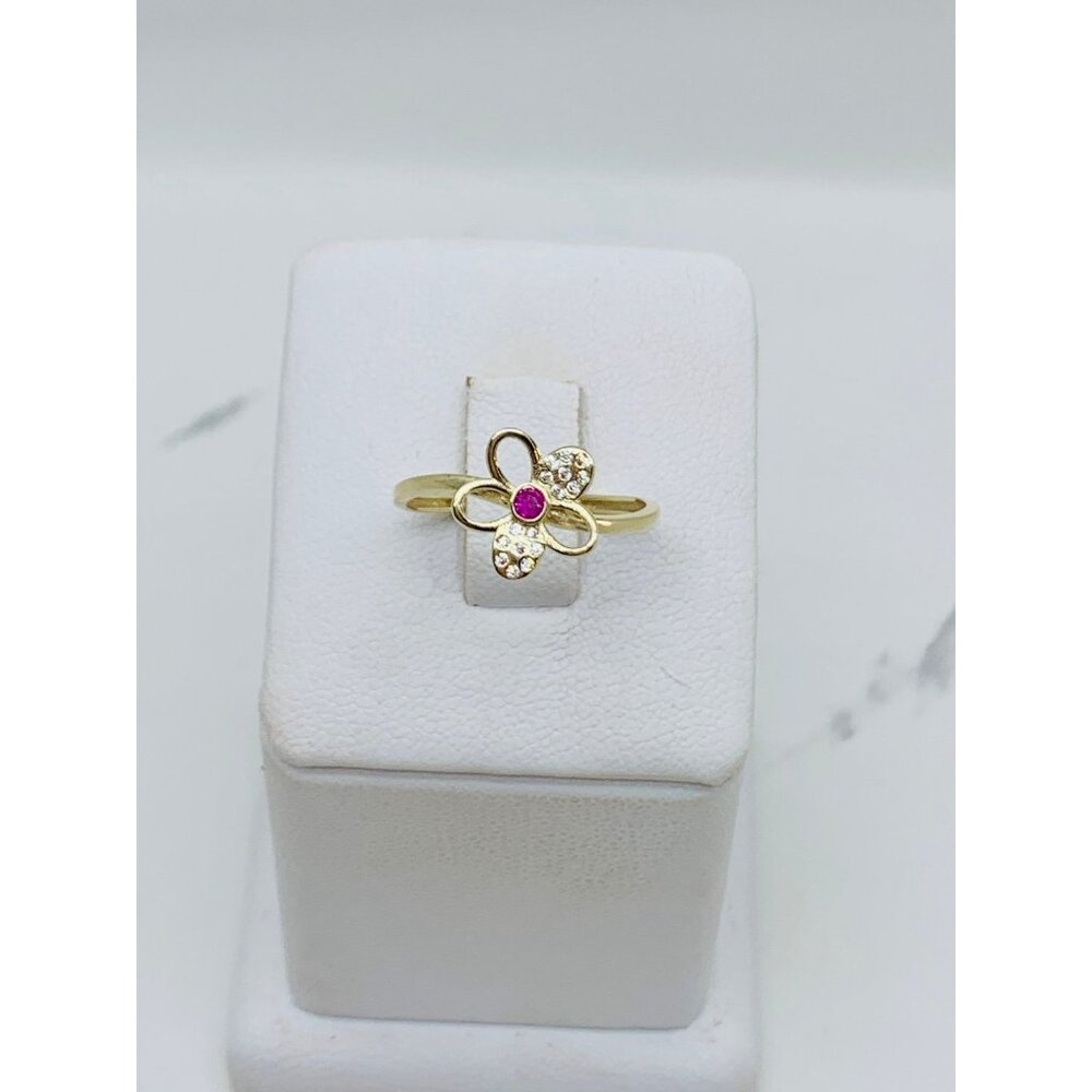 10k solid gold ring flower minimalist ❤️ Ring Size 7 ❤️ Small flower red